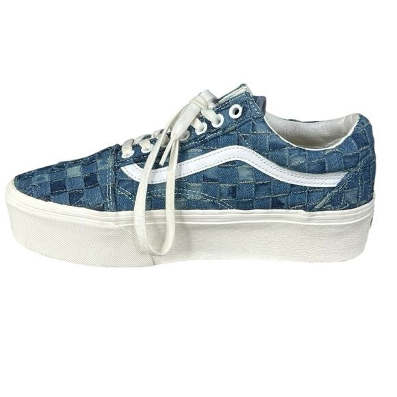 Vans Unisex Stackform Blue Woven Denim Platform Sneaker Size M 8 W 9.5 - Picture 2 of 11